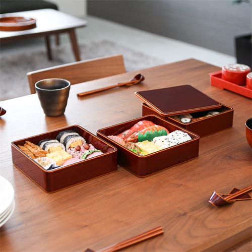 □飛騨春慶□ 弁当箱 大徳寺 5客 最高級品 ひだしゅんけい 透漆塗り 重箱