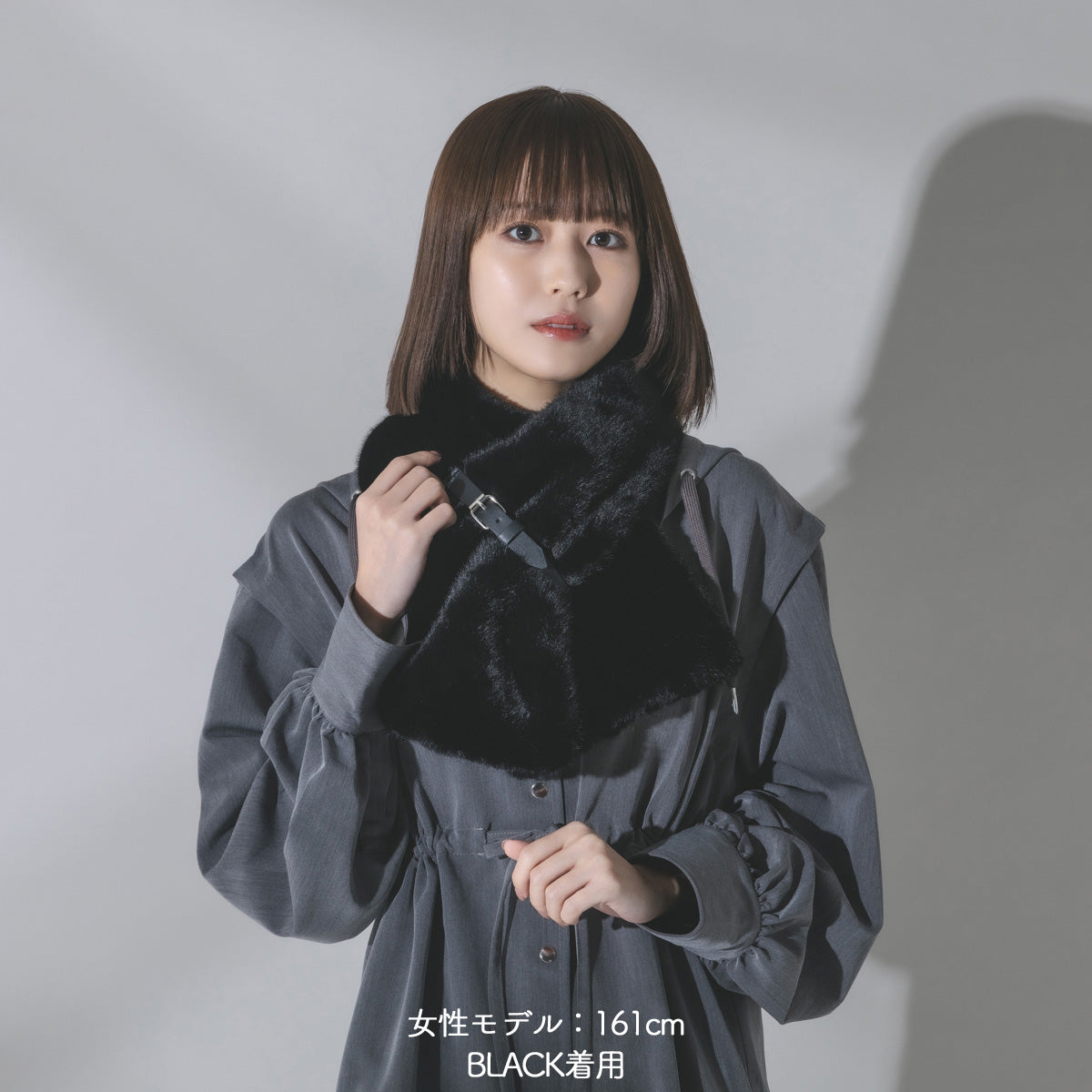 mew】ファーマフラー（GRAY／BLACK）