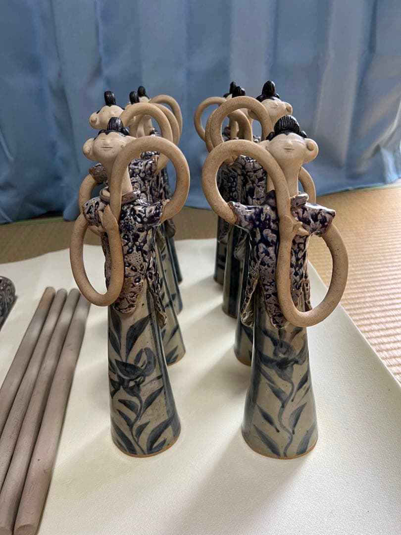 珍品】神輿雛人形 青芳人形砥部焼 雛人形10体セット 青芳窯 森元