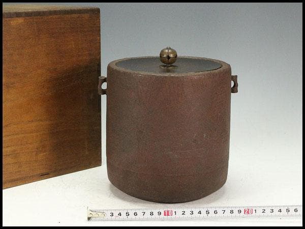 茶道具 竹林七賢人紋 筒釜 時代物(K-A653) 茶器/茶道具 炉釜（炉用釜）】 霰尾垂釜 羽落ち 黄梅院伝来写し 般若勘