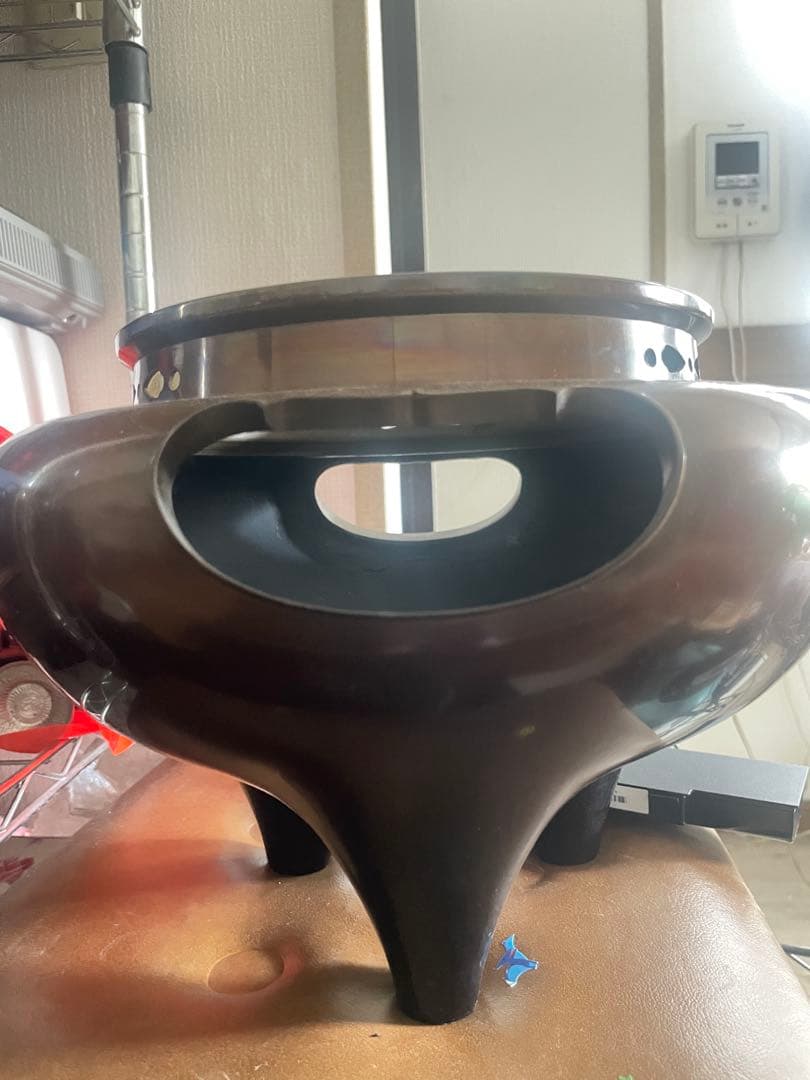 黒色 陶器 茶釜 茶器/茶道具 錆びない釜 風炉釜（風炉用釜）】 有美釜 丸釜 アルミ軽