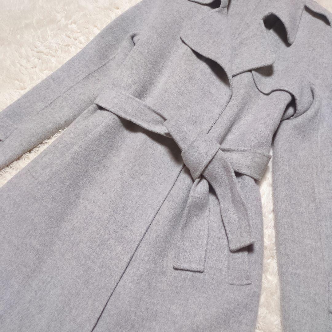 Theory ロングダブルフェイスコート M相当 カシミヤ混 グレー