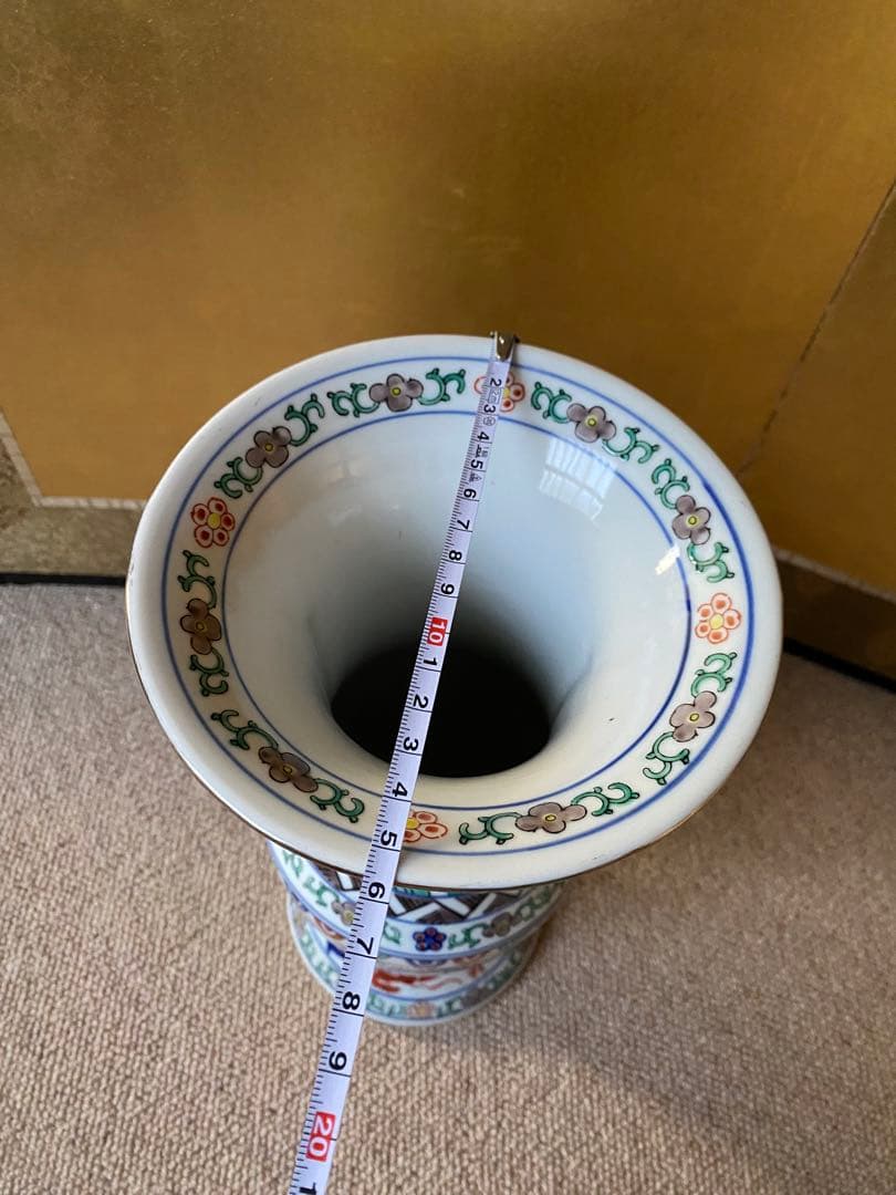 大明萬暦年製銘 染付赤絵花瓶 30.5㎝