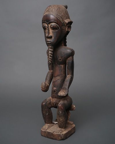 19世紀・コートジボワール「木彫・少年像」アフリカ・民族人形・コロン